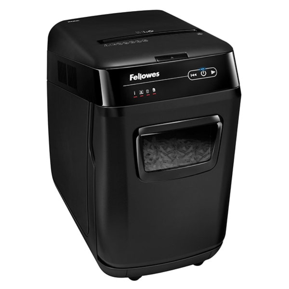 Уничтожитель Fellowes AutoMax 200M, микрорезка, автоподача, DIN P-5, 2х14 мм, 200 листов, 32 литра
