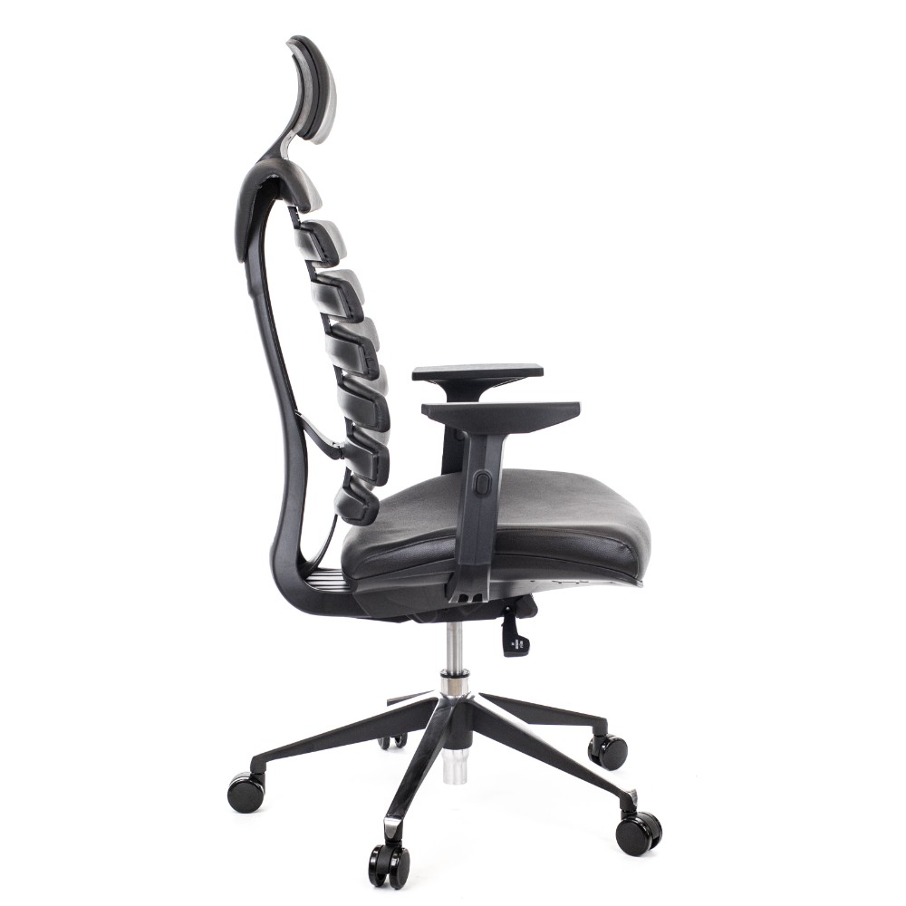 Кресло для руководителя EVERPROF "Ergo", кожа, алюминий, черный