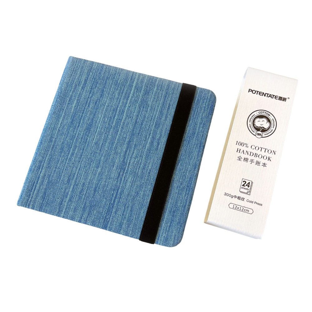 Cкетчбук для акварели "Potentate", холодный пресс, 12х12 см, 300 г/м2, 24 листа, джинс