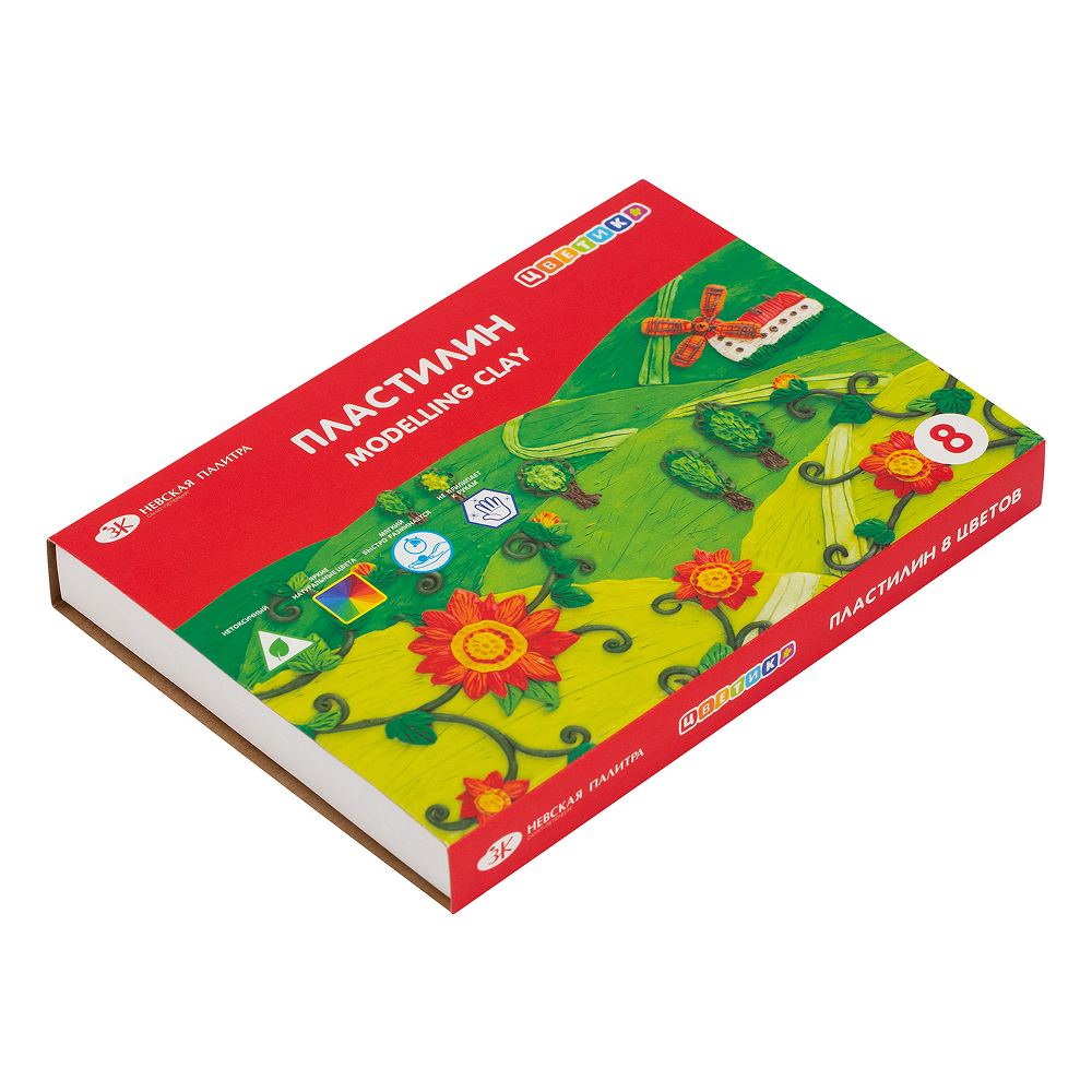 Пластилин "Цветик", 8 цветов  - 2