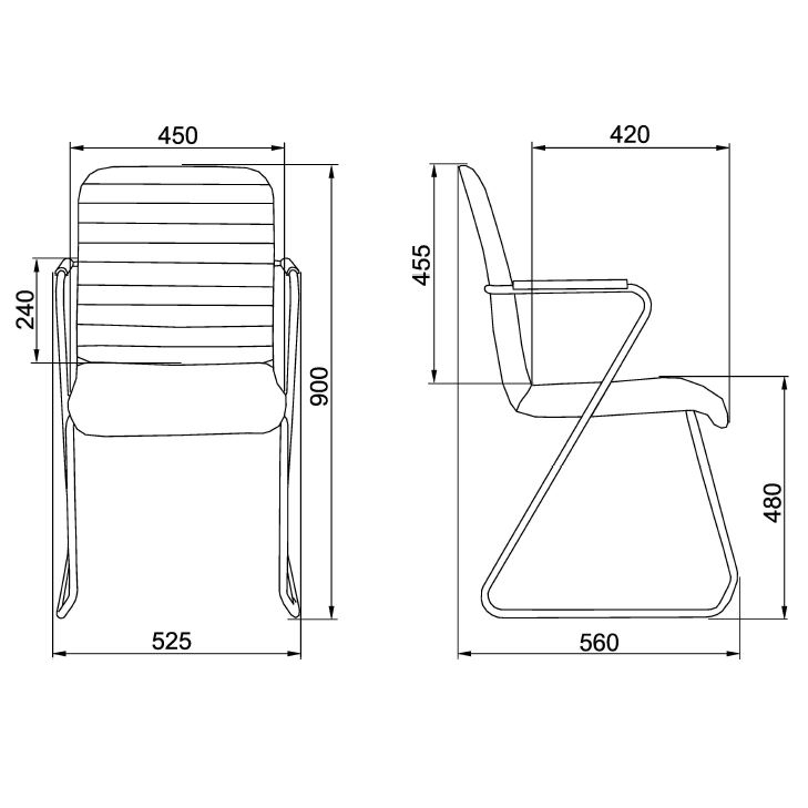 Кресло для посетителей SitUp TASK Chrome, экокожа бежевый - 3