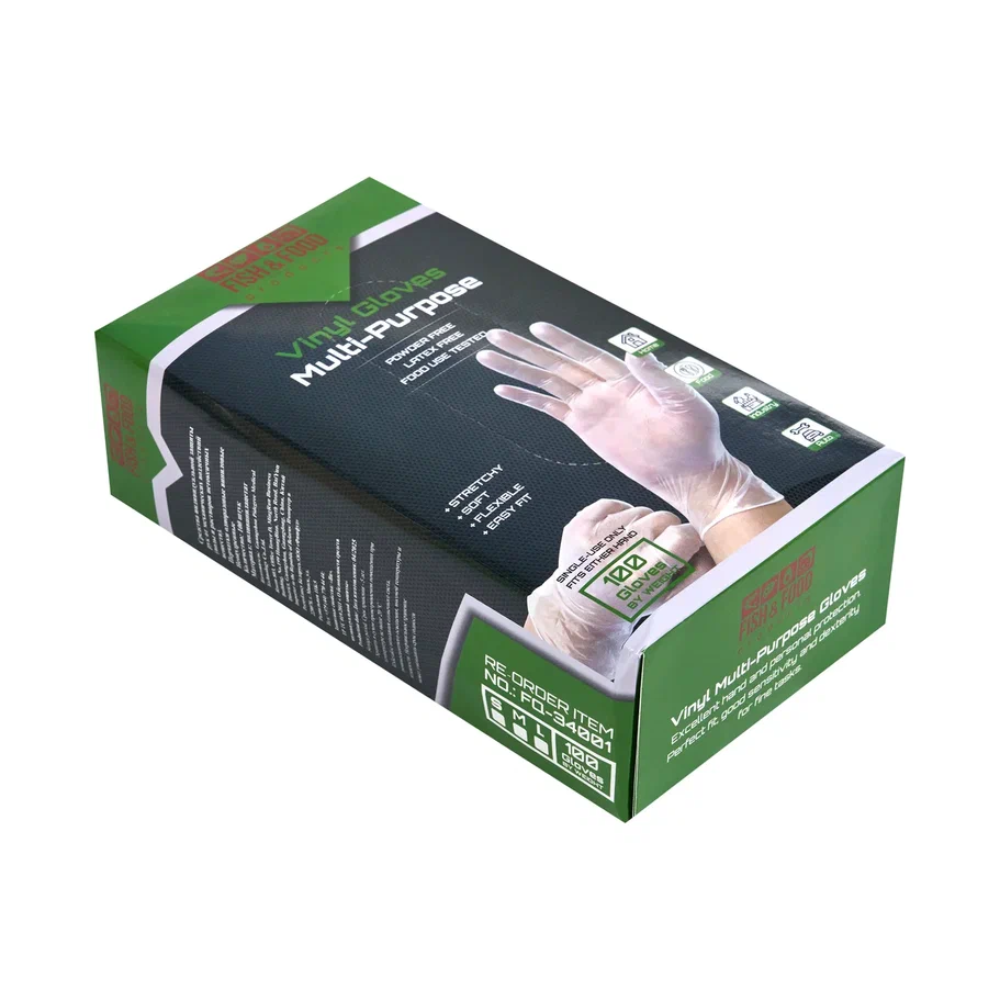 Перчатки виниловые одноразовые, р-р М, 100 шт/упак, прозрачный