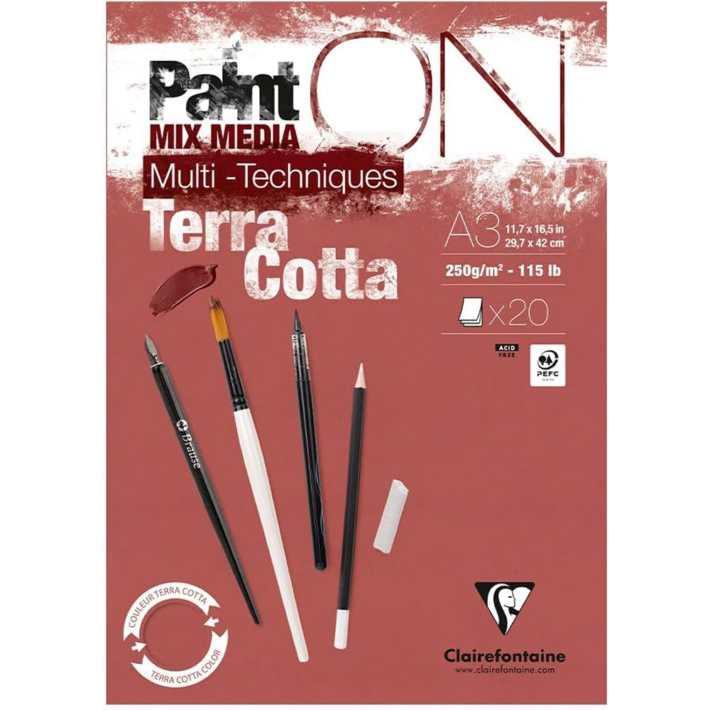 Блок-склейка "Paint'On", А3, 250г/м2, 20 листов, терракотовая бумага