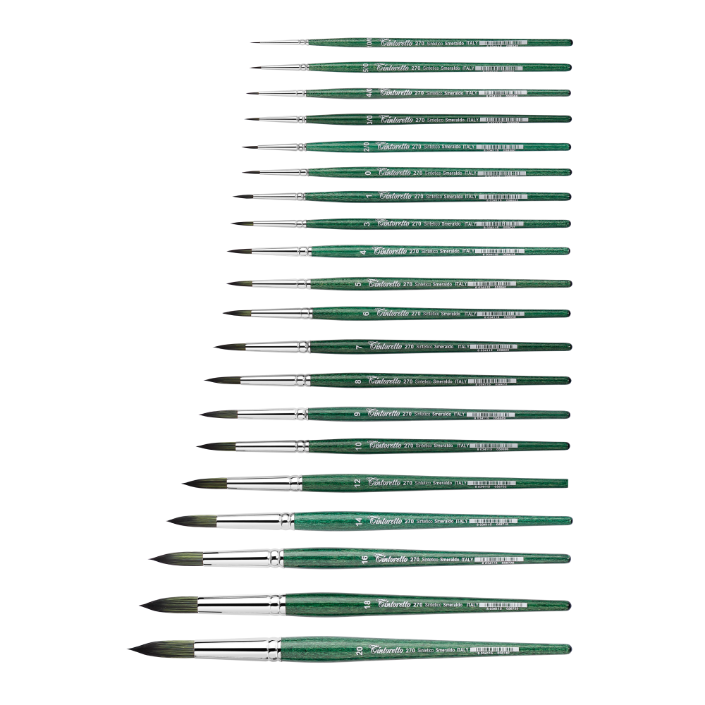 Кисть для рисования "Tintoretto Emerald", синтетика, круглая, №1 - 2