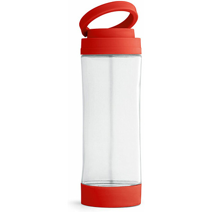 Бутылка для воды "Quintana" c подставкой для смартфона, стекло, 390 мл, прозрачный, красный 