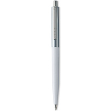 Ручка шариковая автоматическая "Senator Point Metal", 1.0 мм, белый, серебристый, стерж. синий