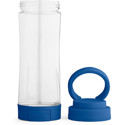 Бутылка для воды "Quintana" c подставкой для смартфона, стекло, 390 мл, прозрачный, королевский синий - 4