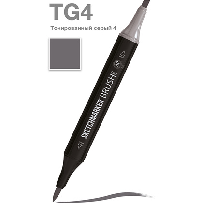 Маркер перманентный двусторонний "Sketchmarker Brush", TG4 тонированный серый 4