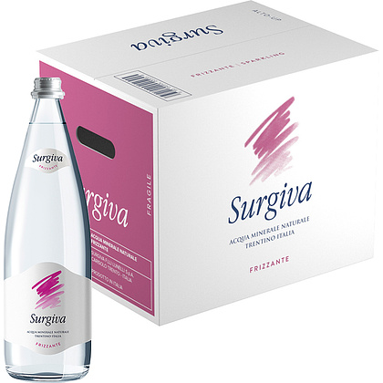 Вода питьевая "Surgiva", газированная, 1 л, 12 бутылок, стекло