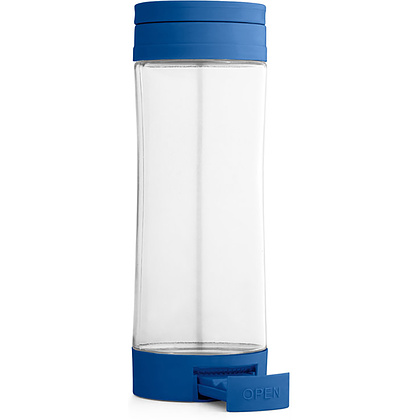 Бутылка для воды "Quintana" c подставкой для смартфона, стекло, 390 мл, прозрачный, королевский синий - 2