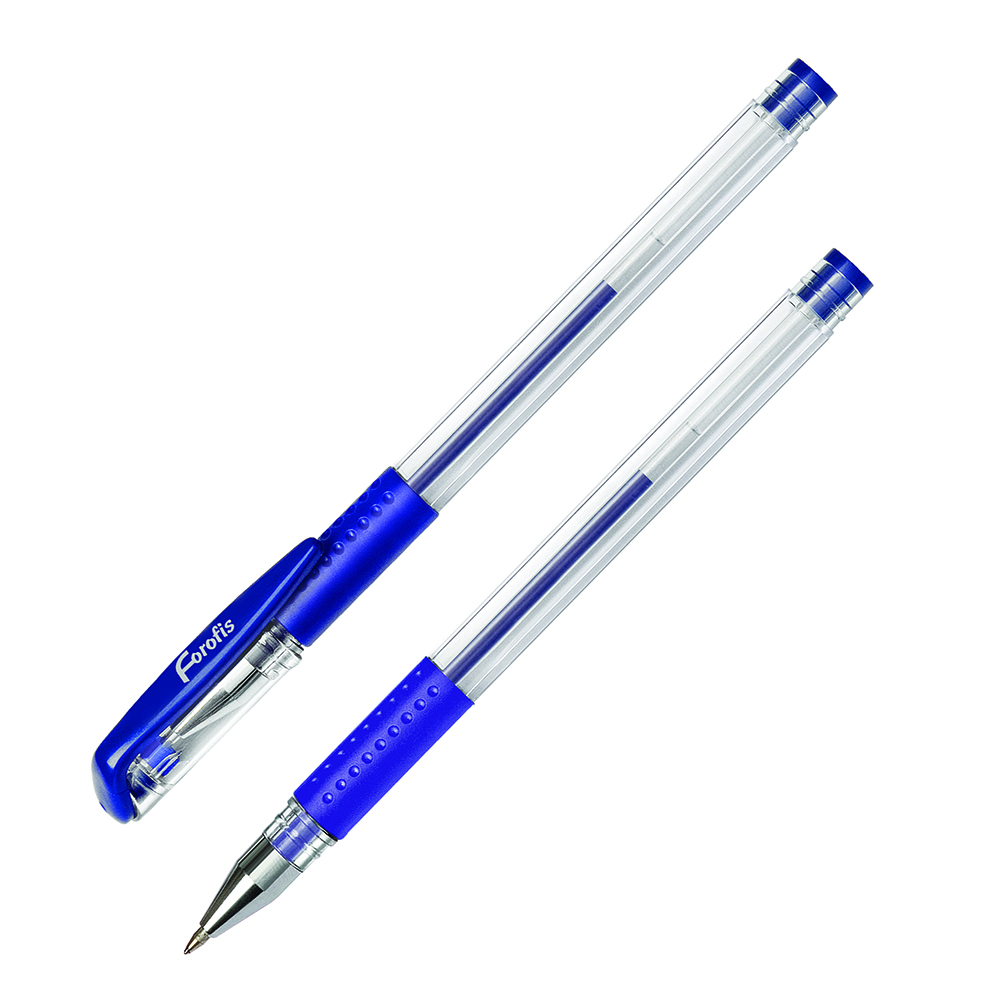 Ручка гелевая "Office", 0,5 мм, прозрачный, стерж. синий
